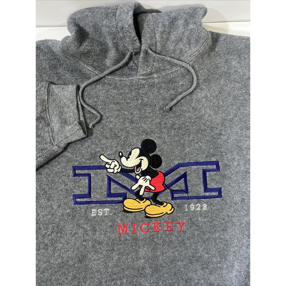 Vintage Disney Pullover Hoodie Unisex XL  Sweater Mickey Mouse 90s Y2K Gray/Blue